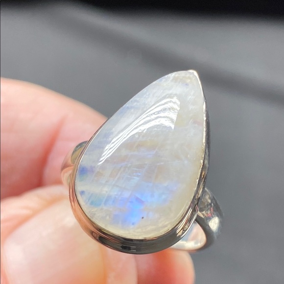 MOONSTONE RING IN SOLID STERLING SILVER 925 SIZE 6 - Picture 4 of 6